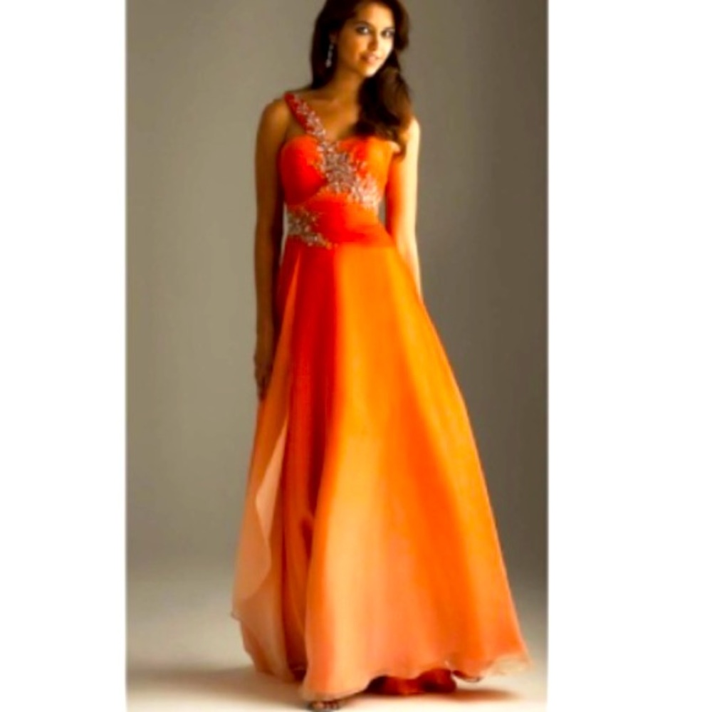 Night moves prom 1 strap dress orange obre size 2
